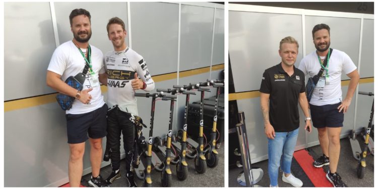 Jezdci týmu Haas F1 jezdí na koloběžkách Xiaomi